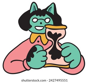 cat in vector.business icon in doodle style. illustration of human cat. Template for logo sticker poster icon app website. A series of furry cats on the topic of business and life.