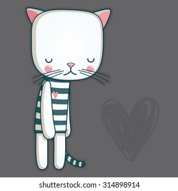Cat is very sad because he is in love.