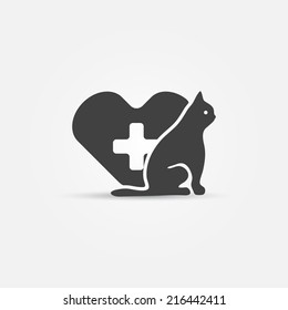Cat vet icon - black vector veterinary sign or logo