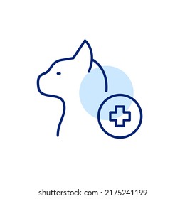 Cat Veterinarian Clinic Line Art Icon. Pixel Perfect, Editable Stroke