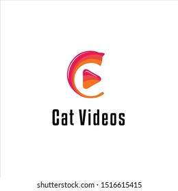 cat and video logo design, logo design inspiration