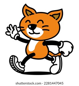 Cat vintage mascot run vector