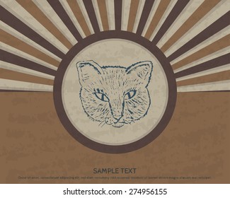 Cat in a vintage poster design element