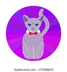 cat violet round butterfly tie ufo