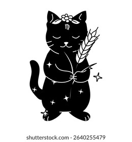 Cat with Virgo Symbol and Astrology Design