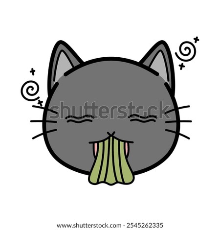 Cat vomits On white background