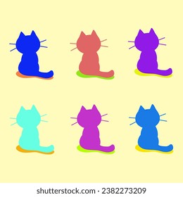 Cat waiting for someone, vector, cute cartoon collection 