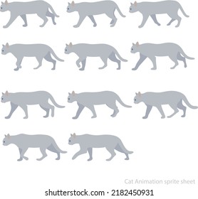 Cat Walk - Animation Sprite Sheet,
Walk Cycle Animation Sequence, Animation Frames