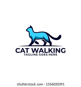 Cat Walking Design Concept illustration Vector Template, pet lover community logotype, Suitable for Creative Industry, Multimedia, medical, entertainment, Educations, Shop, and any related business