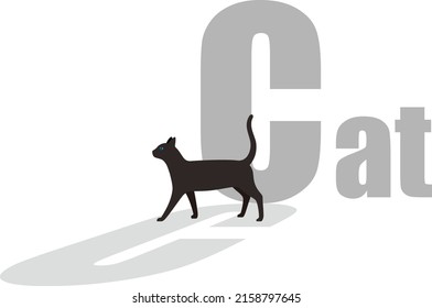 Cat Walking Side Flat 3D Icon Design, Vector Illustration