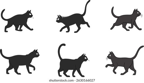 Cat Walking Silhouette Sequence – Cat Motion Vector Illustration