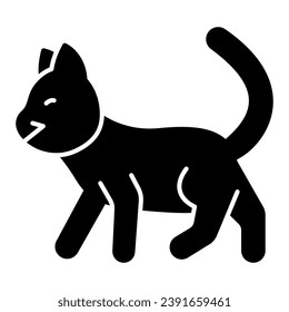 Cat walks solid icon, funny animals concept, kitty goes somewhere vector sign on white background, glyph style icon for mobile concept and web design. Vector graphics