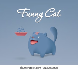 Cat wants to eat, vector illustration