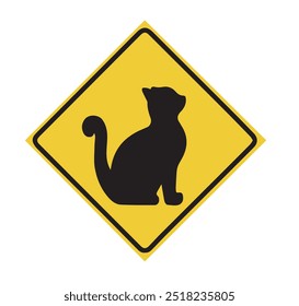 cat warning sign or caution sign board 