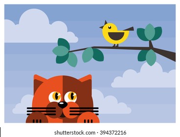 The cat watching bird