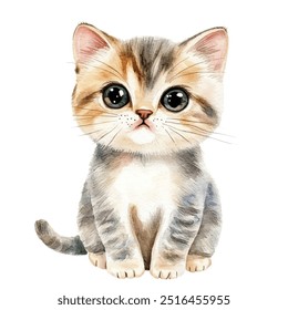 cat watercolor clipart illustration isolated