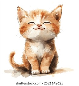 Cat watercolor clipart illustration isolated