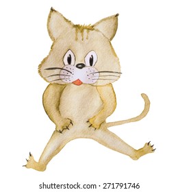 Cat watercolor isolated on white background