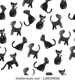 cat watercolor seamless pattern