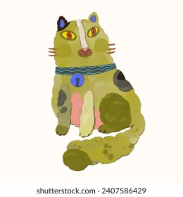 Cat,  watercolor vector illustration. cute animal. pet