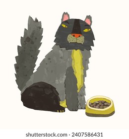 Cat,  watercolor vector illustration. cute animal. pet