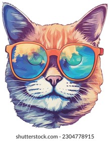 cat wear sunglass kawaii cute sticker