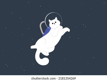 A cat wearing an astronaut costume in outer space