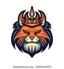 Cat wearing a crown logo vector clip art illustration