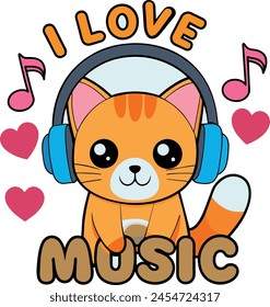  A cat wearing a DJ headphone.


