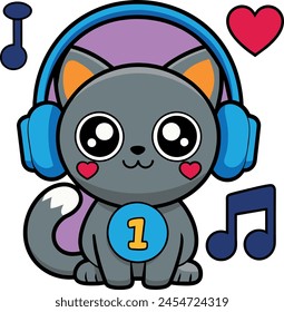  A cat wearing a DJ headphone.

