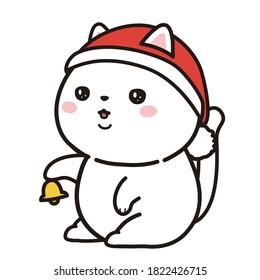 Un gato con un sombrero de santa.