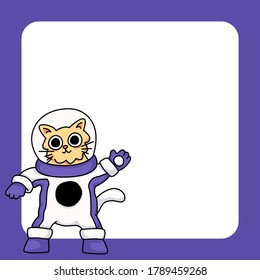 Cat wearing space suit cute cartoon illustration