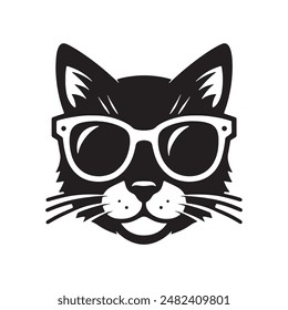 a cat wearing sunglasses silhouette vector
