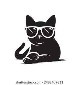 a cat wearing sunglasses silhouette vector
