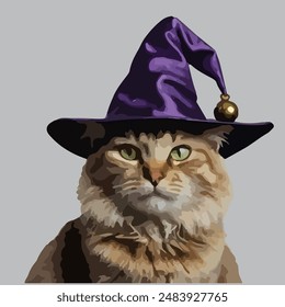 A cat wearing a wizard hat, casting spells