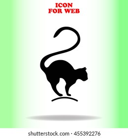 Cat web icon. Black illustration on white background