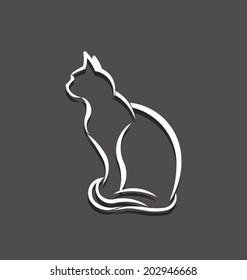 Cat white 3D line image. Concept of animal pet, veterinary, domesticated