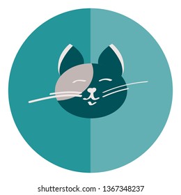 Cat with white mustache vector or color illustration