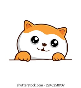 Cat White Orange with Sunglasses Cartoon - Cool Cat Behind Wall Vector