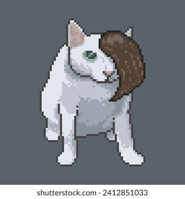 Katze mit Perücke, Pixelkunstmembran