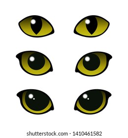 Cat and wild animals eye vector set