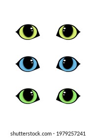 Cat and wild animals eye vector set