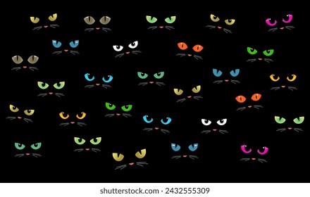 Conjunto de vector de ojo de gato y animales salvajes