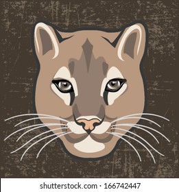 CAT, WILD CAT, COUGAR HEAD VECTOR ILLUSTRATION