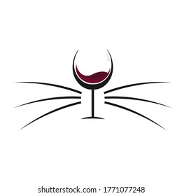 cat wine logo with the concept of wine bottles and cat whiskers