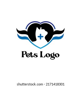 Cat wing love for animal logo design