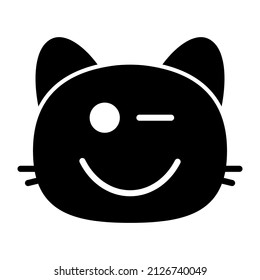 cara de guiño al gato Diseño de iconos glifos