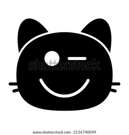 cat winking face Glyph Icon Design