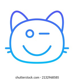 cat winking face Line Gradient Icon Design