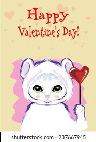 The Cat wishes you Happy Valentine's Day card